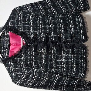 Twenty One Womens Square Tweed Cropped Blazer Jacket Purpule Lining Size S Petit